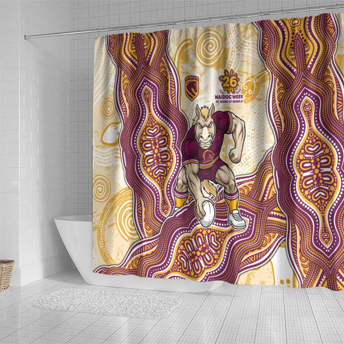 Brisbane Broncos NAIDOC Week 2026 Shower Curtain First Nations of Australia Aboriginal Mascot Rugby