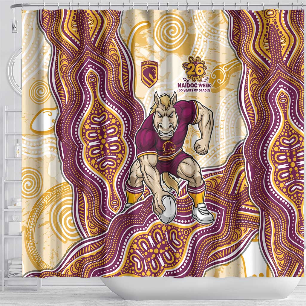 Brisbane Broncos NAIDOC Week 2026 Shower Curtain First Nations of Australia Aboriginal Mascot Rugby