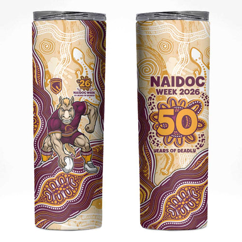 Brisbane Broncos NAIDOC Week 2026 Skinny Tumbler First Nations of Australia Aboriginal Mascot Rugby