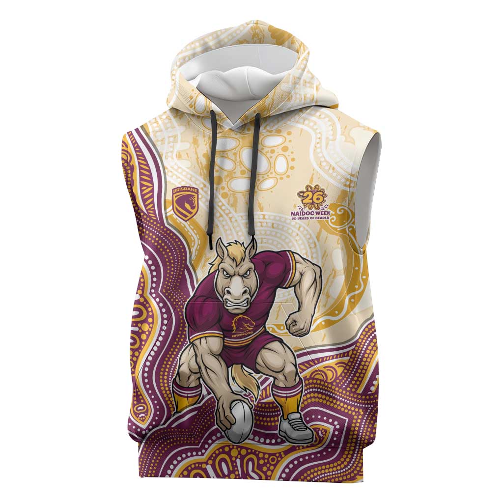 Brisbane Broncos NAIDOC Week 2026 Sleeveless Hoodie First Nations of Australia Aboriginal Mascot Rugby