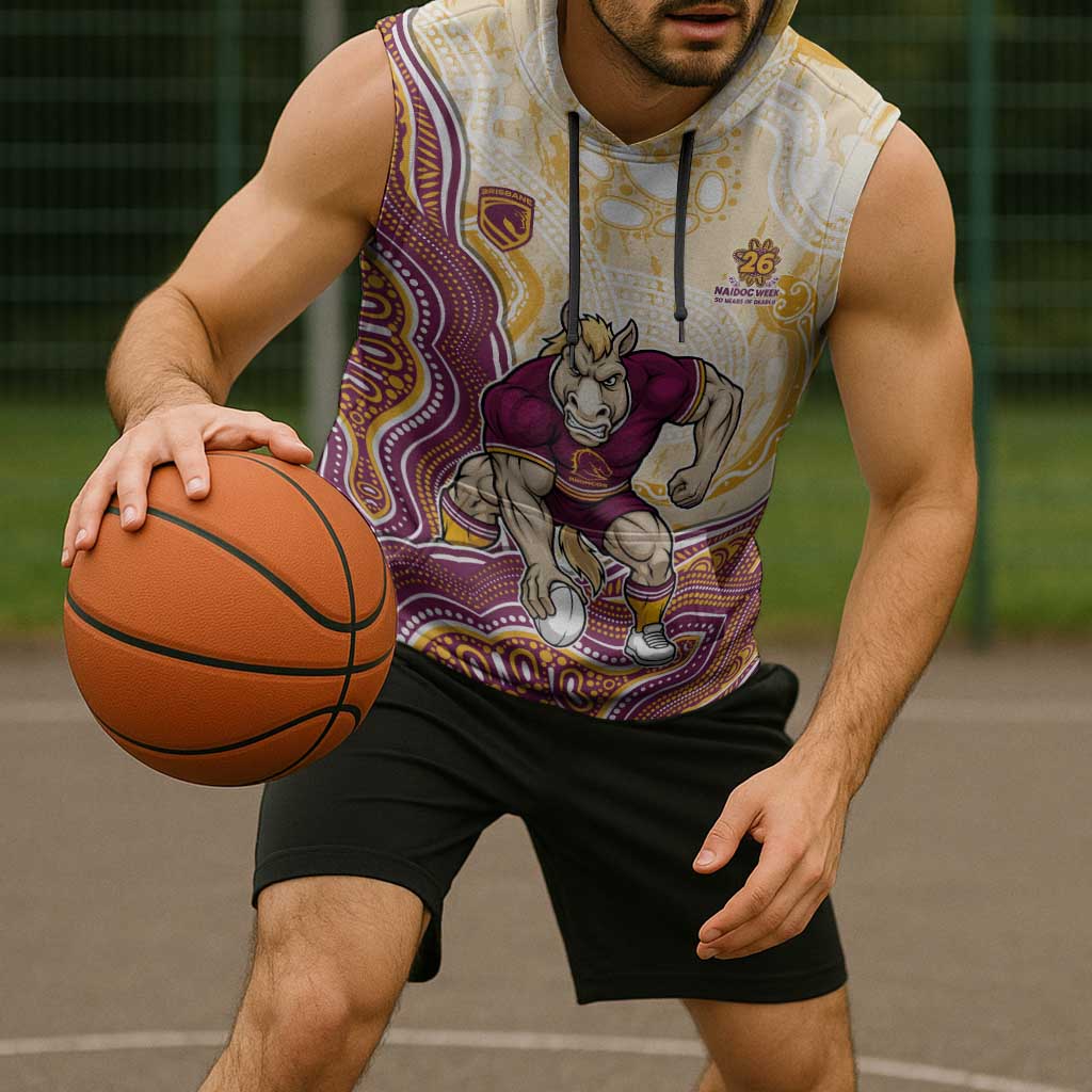 Brisbane Broncos NAIDOC Week 2026 Sleeveless Hoodie First Nations of Australia Aboriginal Mascot Rugby