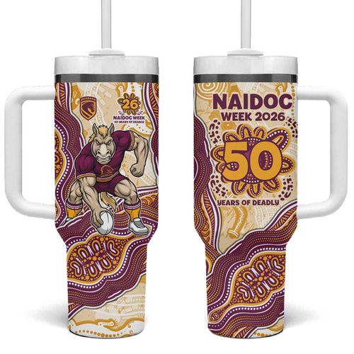 Brisbane Broncos NAIDOC Week 2026 Tumbler With Handle First Nations of Australia Aboriginal Mascot Rugby