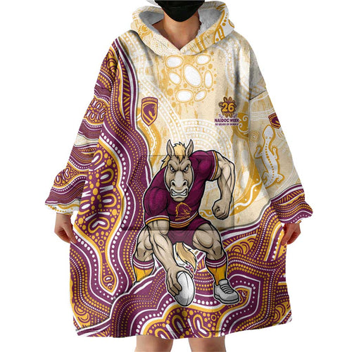 Brisbane Broncos NAIDOC Week 2026 Wearable Blanket Hoodie First Nations of Australia Aboriginal Mascot Rugby