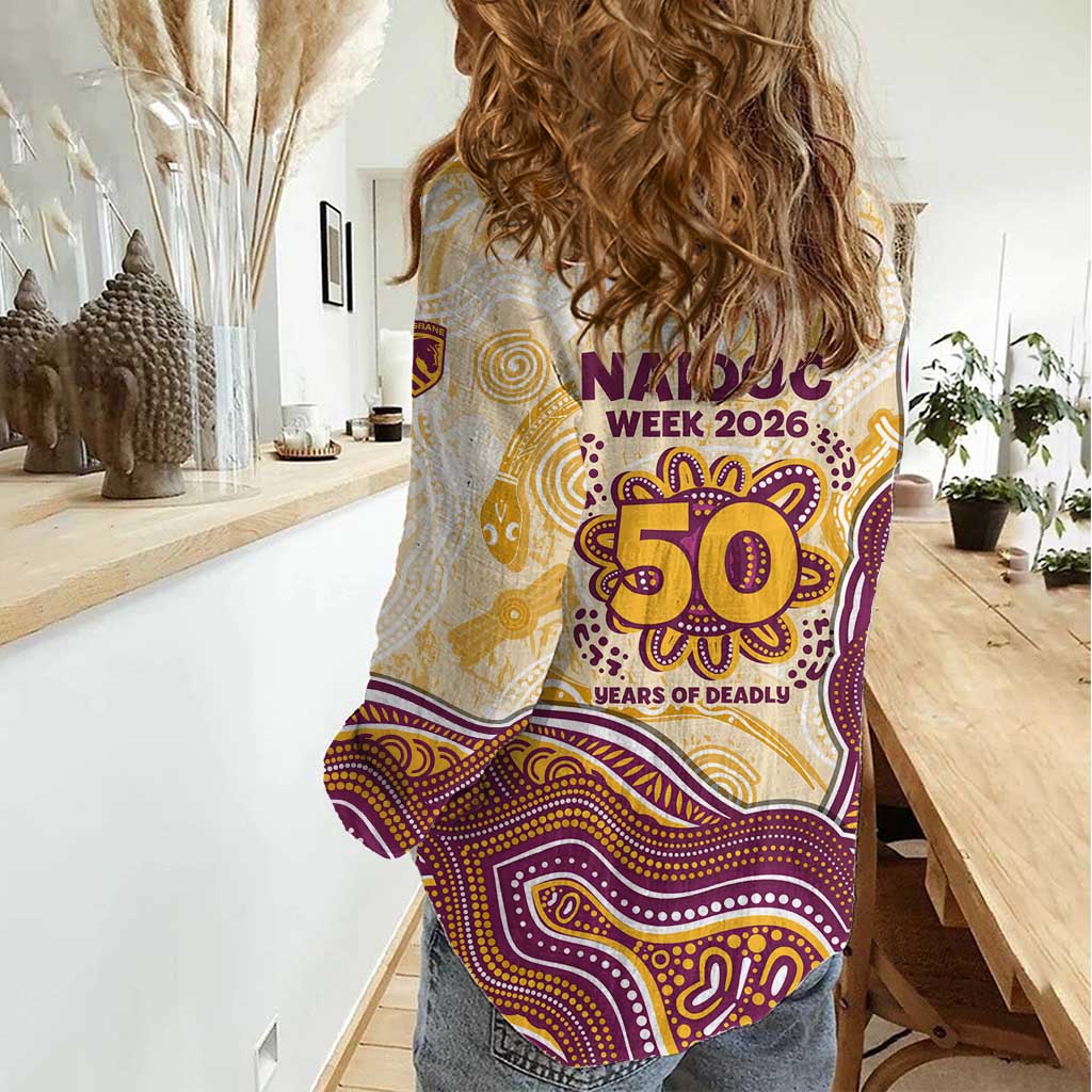Brisbane Broncos NAIDOC Week 2026 Women Casual Shirt First Nations of Australia Aboriginal Mascot Rugby