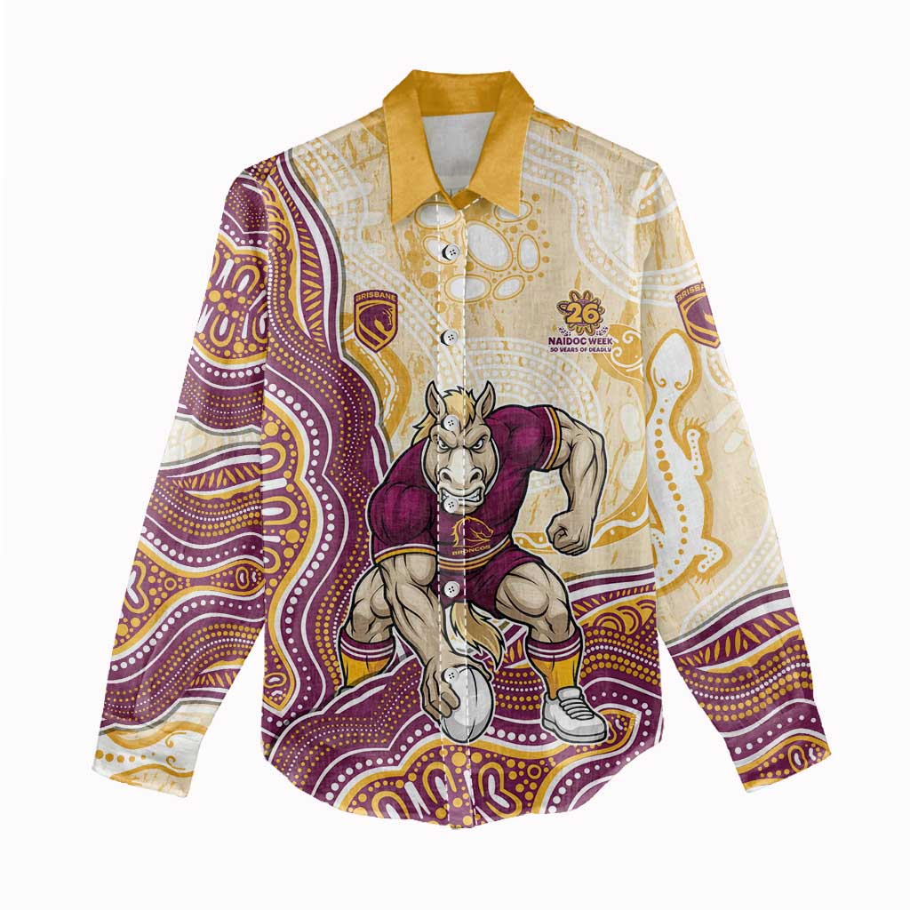 Brisbane Broncos NAIDOC Week 2026 Women Casual Shirt First Nations of Australia Aboriginal Mascot Rugby