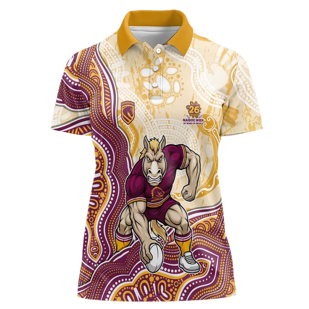 Brisbane Broncos NAIDOC Week 2026 Women Polo Shirt First Nations of Australia Aboriginal Mascot Rugby
