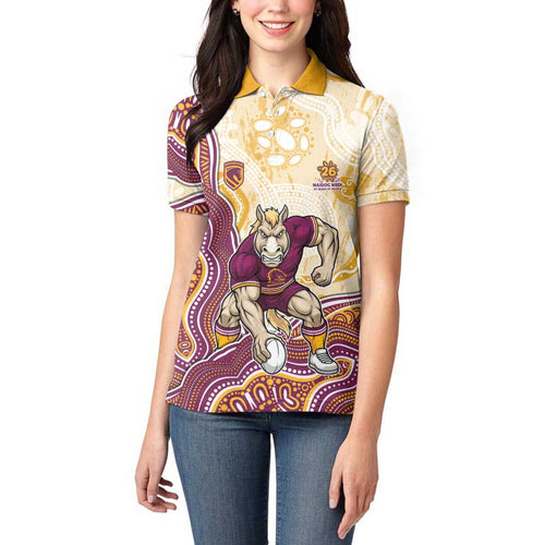 Brisbane Broncos NAIDOC Week 2026 Women Polo Shirt First Nations of Australia Aboriginal Mascot Rugby