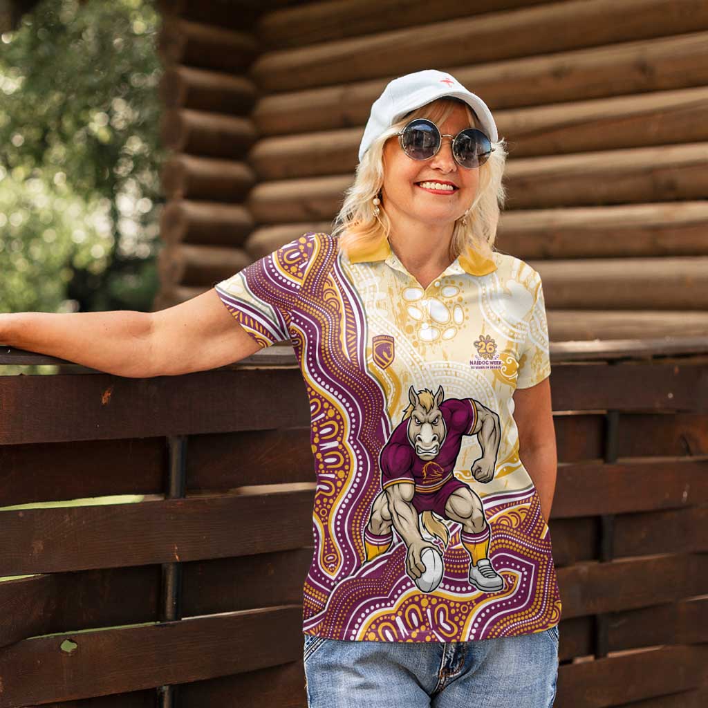 Brisbane Broncos NAIDOC Week 2026 Women Polo Shirt First Nations of Australia Aboriginal Mascot Rugby
