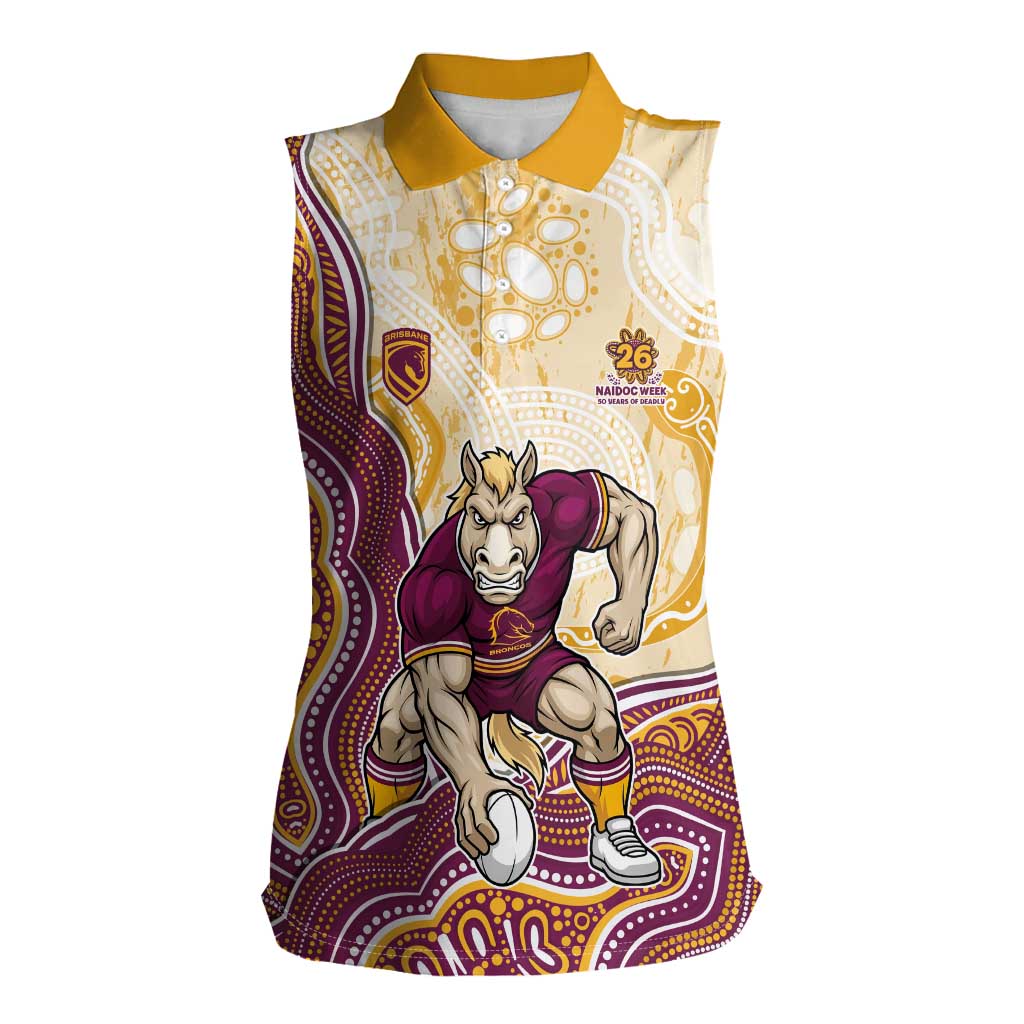 Brisbane Broncos NAIDOC Week 2026 Women Sleeveless Polo Shirt First Nations of Australia Aboriginal Mascot Rugby