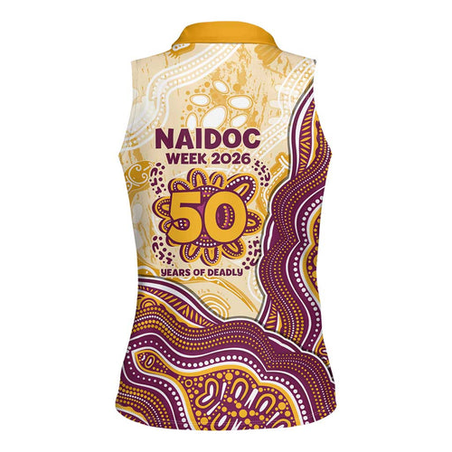 Brisbane Broncos NAIDOC Week 2026 Women Sleeveless Polo Shirt First Nations of Australia Aboriginal Mascot Rugby