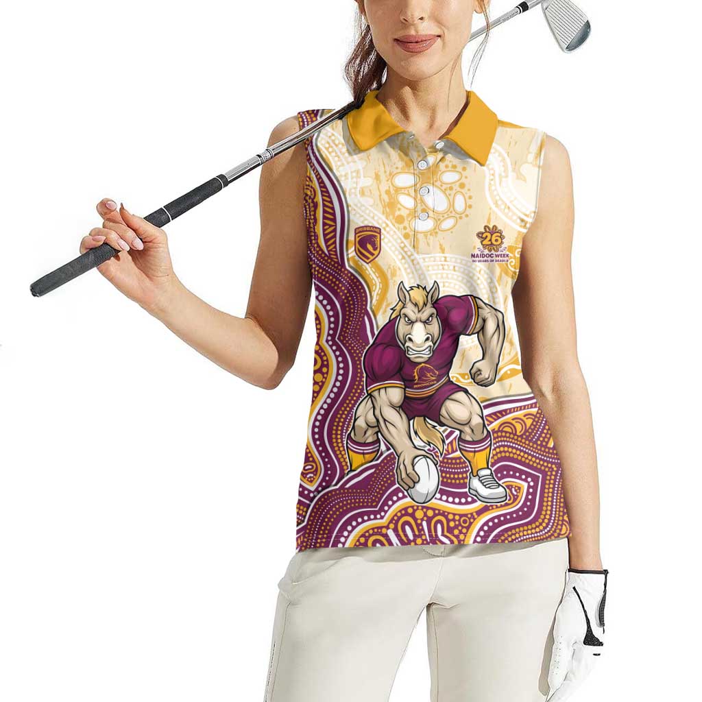 Brisbane Broncos NAIDOC Week 2026 Women Sleeveless Polo Shirt First Nations of Australia Aboriginal Mascot Rugby