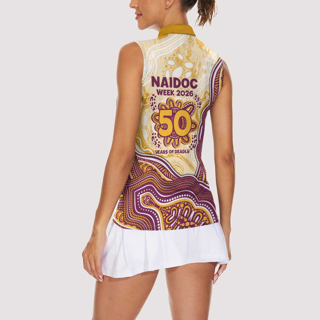 Brisbane Broncos NAIDOC Week 2026 Women Sleeveless Polo Shirt First Nations of Australia Aboriginal Mascot Rugby