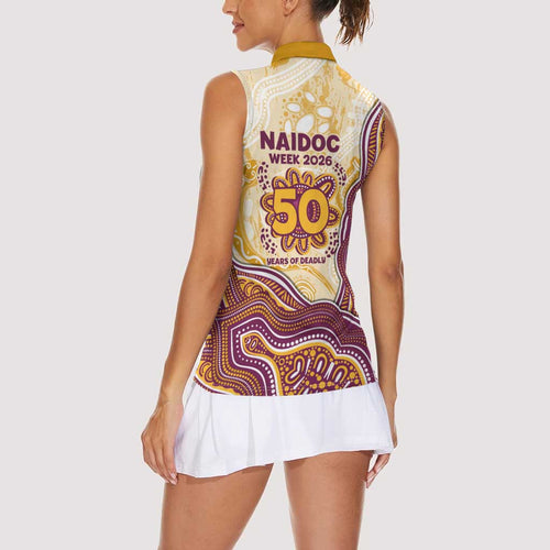 Brisbane Broncos NAIDOC Week 2026 Women Sleeveless Polo Shirt First Nations of Australia Aboriginal Mascot Rugby