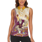 Brisbane Broncos NAIDOC Week 2026 Women Sleeveless Polo Shirt First Nations of Australia Aboriginal Mascot Rugby