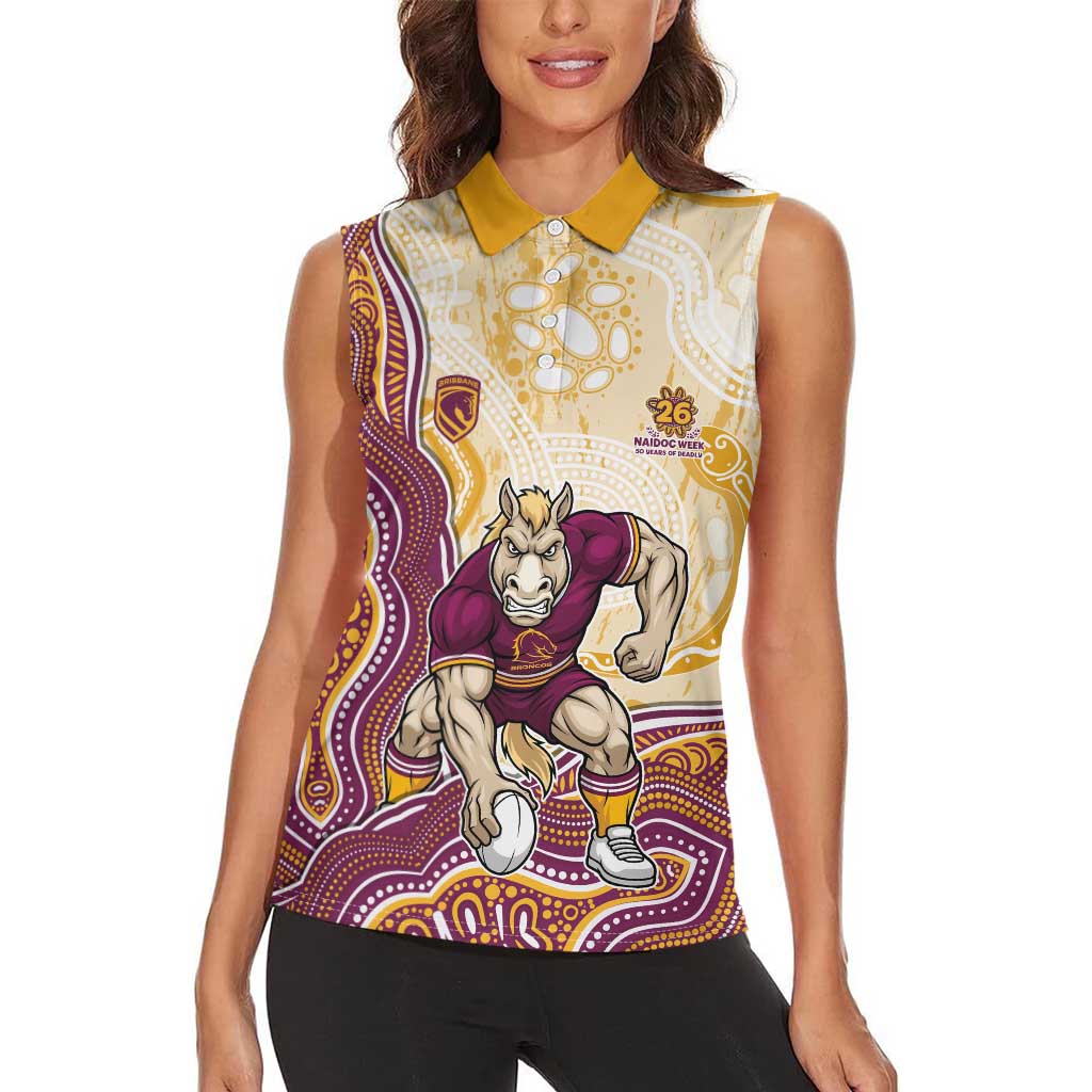 Brisbane Broncos NAIDOC Week 2026 Women Sleeveless Polo Shirt First Nations of Australia Aboriginal Mascot Rugby