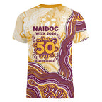 Brisbane Broncos NAIDOC Week 2026 Women V-Neck T-Shirt First Nations of Australia Aboriginal Mascot Rugby
