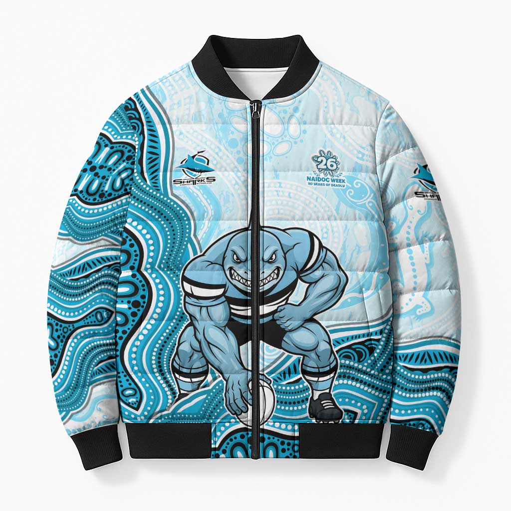 Cronulla Sharks NAIDOC Week 2026 Bomber Puffer Jacket First Nations of Australia Aboriginal Mascot Rugby
