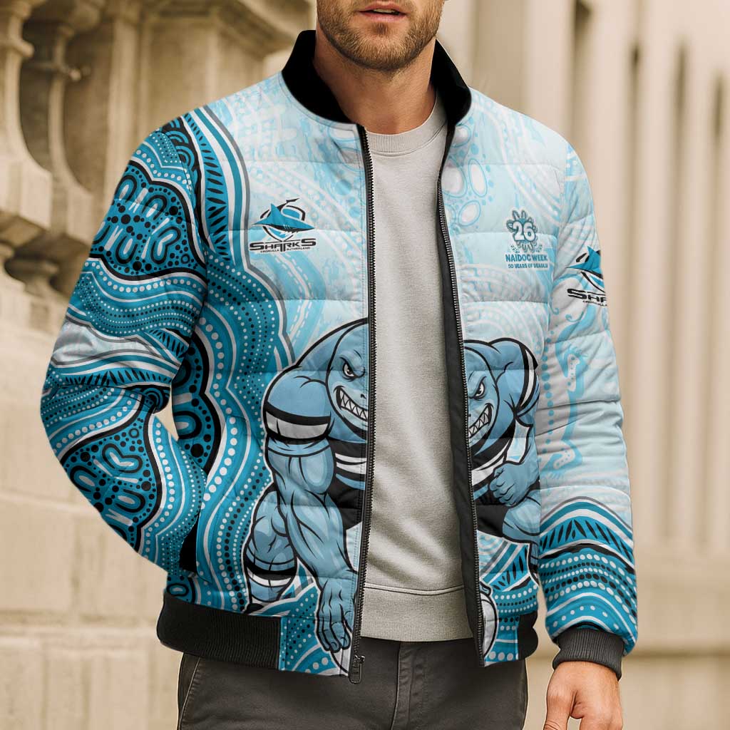 Cronulla Sharks NAIDOC Week 2026 Bomber Puffer Jacket First Nations of Australia Aboriginal Mascot Rugby