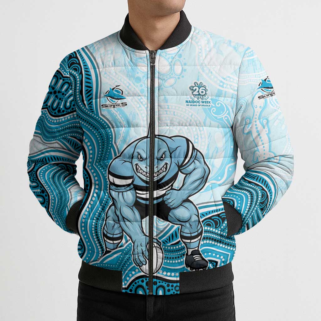 Cronulla Sharks NAIDOC Week 2026 Bomber Puffer Jacket First Nations of Australia Aboriginal Mascot Rugby