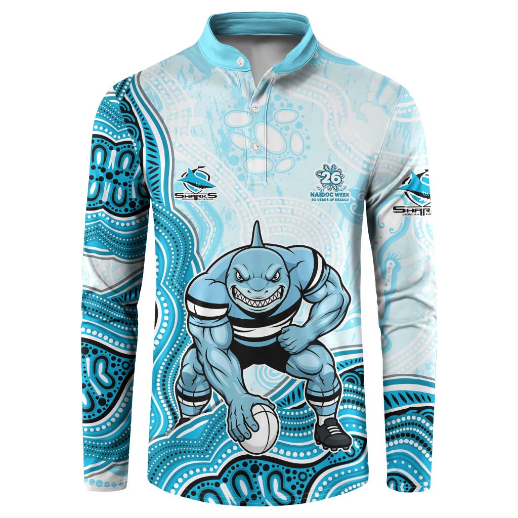 Cronulla Sharks NAIDOC Week 2026 Button Sweatshirt First Nations of Australia Aboriginal Mascot Rugby