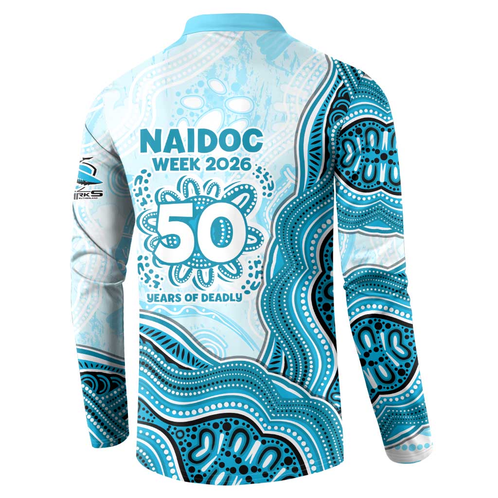 Cronulla Sharks NAIDOC Week 2026 Button Sweatshirt First Nations of Australia Aboriginal Mascot Rugby