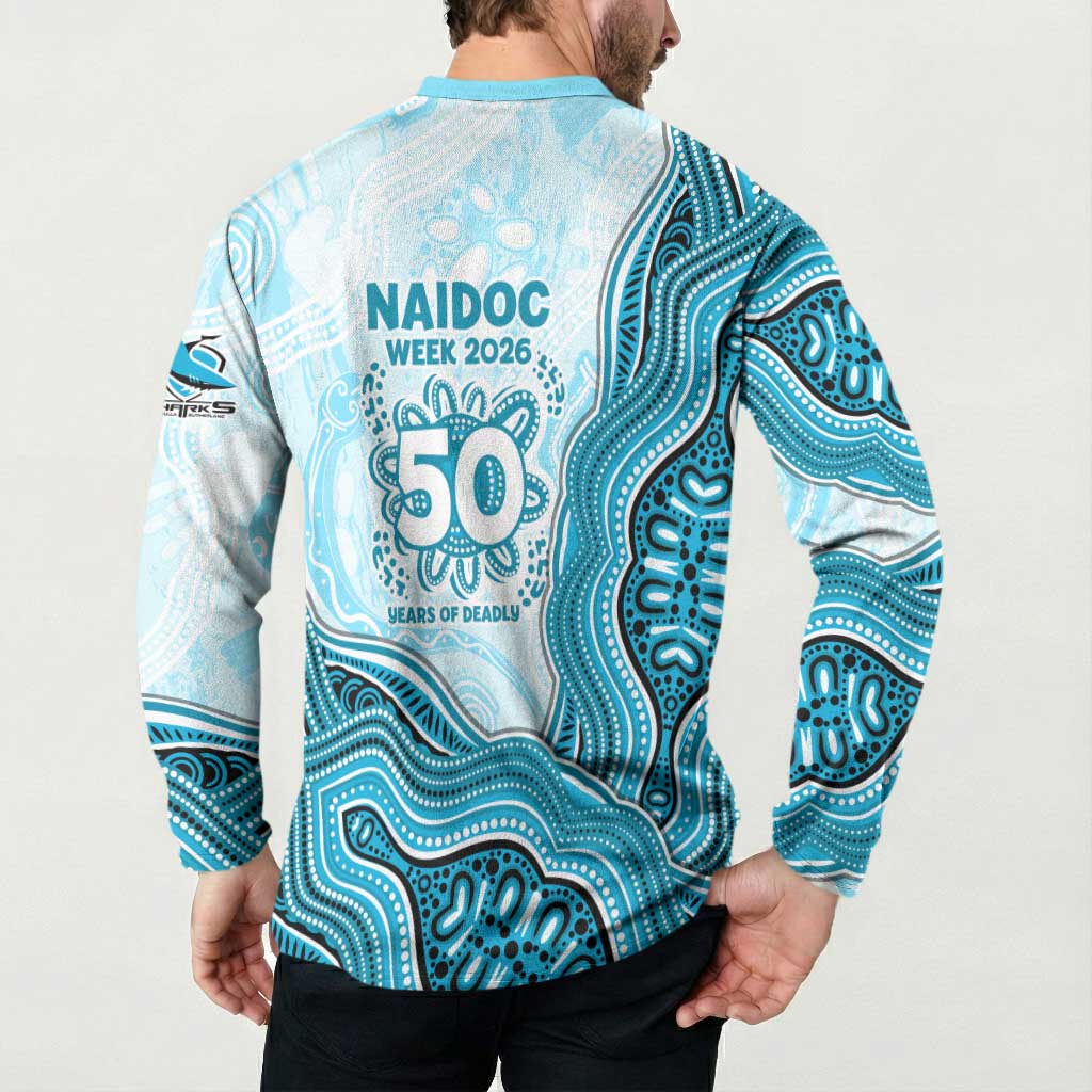 Cronulla Sharks NAIDOC Week 2026 Button Sweatshirt First Nations of Australia Aboriginal Mascot Rugby