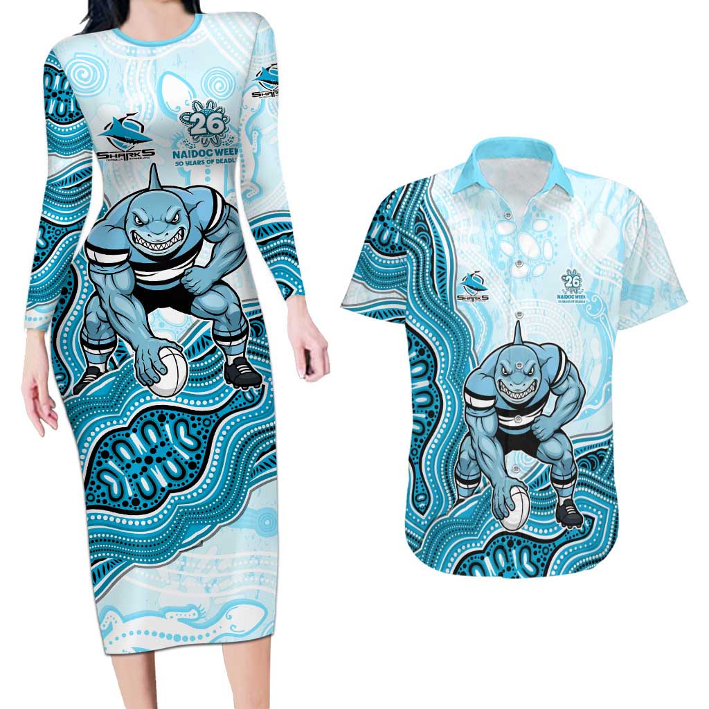 Cronulla Sharks NAIDOC Week 2026 Couples Matching Long Sleeve Bodycon Dress and Hawaiian Shirt First Nations of Australia Aboriginal Mascot Rugby