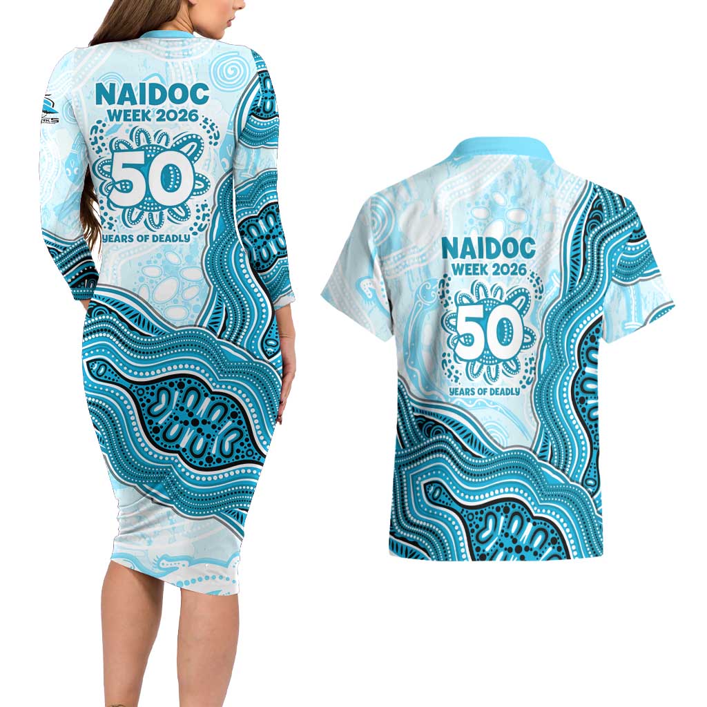 Cronulla Sharks NAIDOC Week 2026 Couples Matching Long Sleeve Bodycon Dress and Hawaiian Shirt First Nations of Australia Aboriginal Mascot Rugby