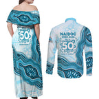 Cronulla Sharks NAIDOC Week 2026 Couples Matching Off Shoulder Maxi Dress and Long Sleeve Button Shirt First Nations of Australia Aboriginal Mascot Rugby