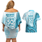 Cronulla Sharks NAIDOC Week 2026 Couples Matching Off Shoulder Short Dress and Hawaiian Shirt First Nations of Australia Aboriginal Mascot Rugby