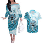Cronulla Sharks NAIDOC Week 2026 Couples Matching Off The Shoulder Long Sleeve Dress and Hawaiian Shirt First Nations of Australia Aboriginal Mascot Rugby