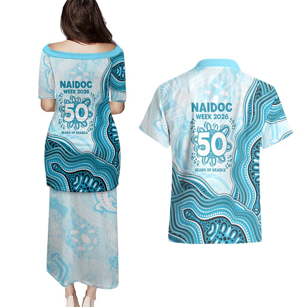 Cronulla Sharks NAIDOC Week 2026 Couples Matching Puletasi and Hawaiian Shirt First Nations of Australia Aboriginal Mascot Rugby