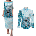 Cronulla Sharks NAIDOC Week 2026 Couples Matching Puletasi and Long Sleeve Button Shirt First Nations of Australia Aboriginal Mascot Rugby