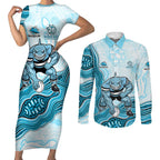 Cronulla Sharks NAIDOC Week 2026 Couples Matching Short Sleeve Bodycon Dress and Long Sleeve Button Shirt First Nations of Australia Aboriginal Mascot Rugby