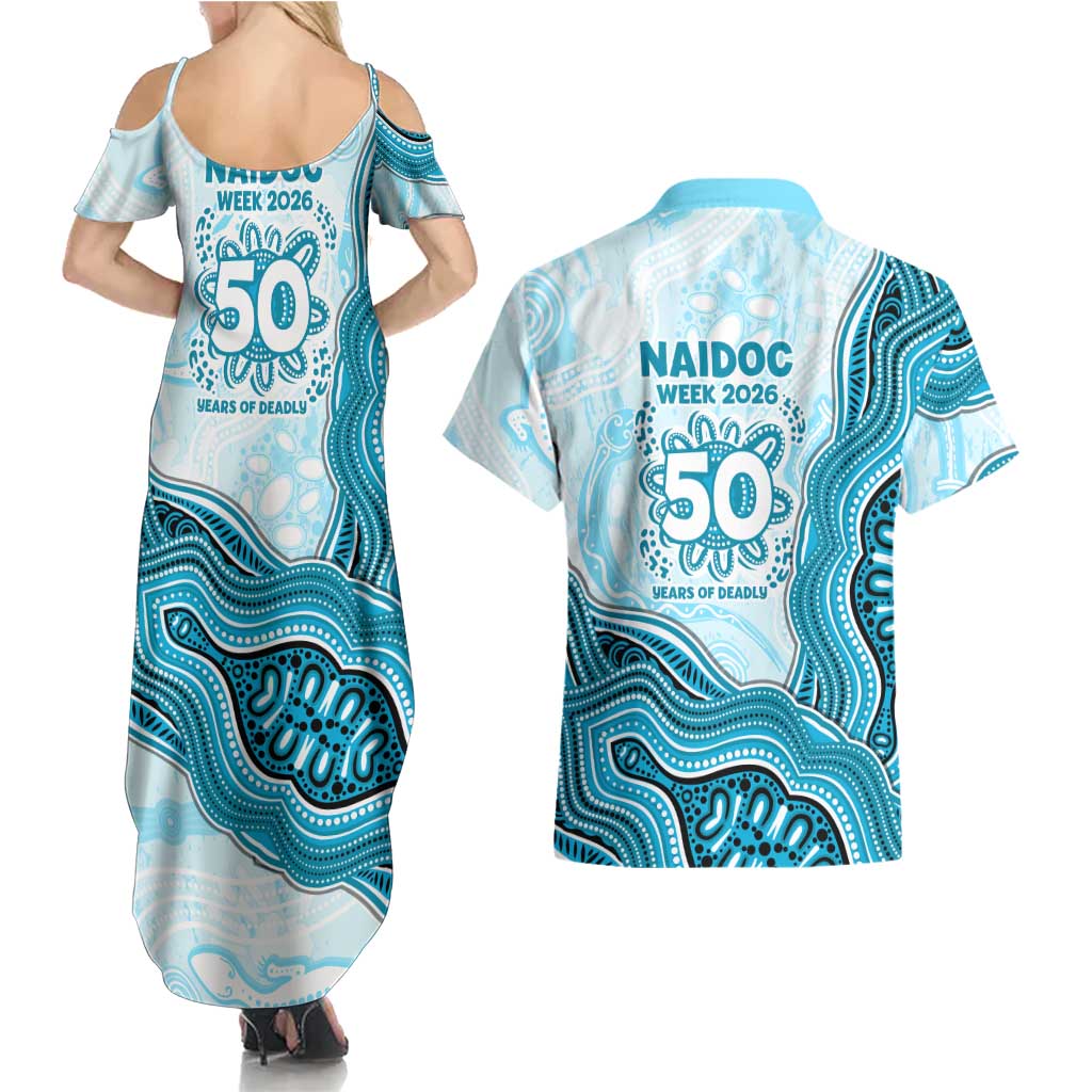 Cronulla Sharks NAIDOC Week 2026 Couples Matching Summer Maxi Dress and Hawaiian Shirt First Nations of Australia Aboriginal Mascot Rugby