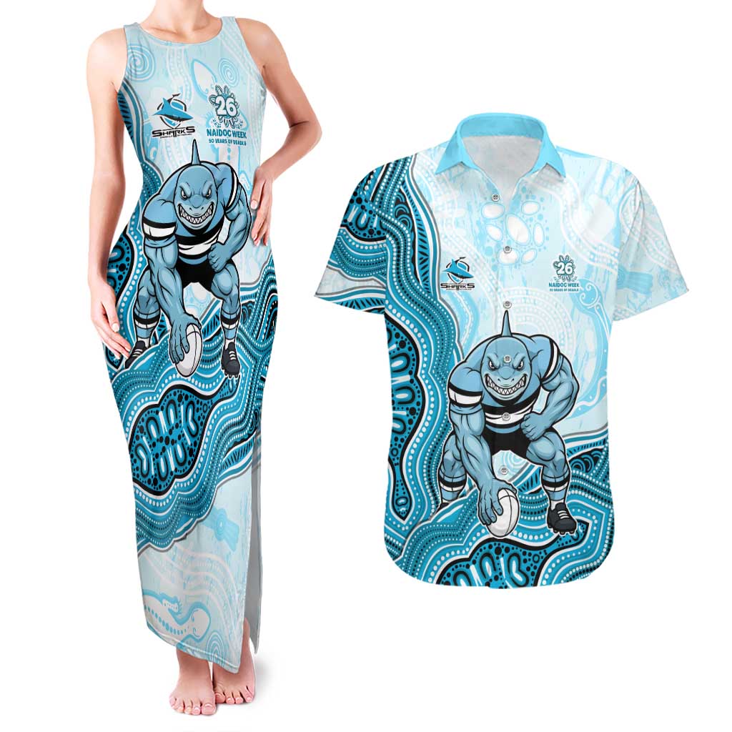 Cronulla Sharks NAIDOC Week 2026 Couples Matching Tank Maxi Dress and Hawaiian Shirt First Nations of Australia Aboriginal Mascot Rugby