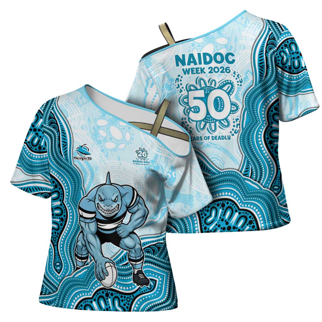 Cronulla Sharks NAIDOC Week 2026 Cross Shoulder Shirt First Nations of Australia Aboriginal Mascot Rugby