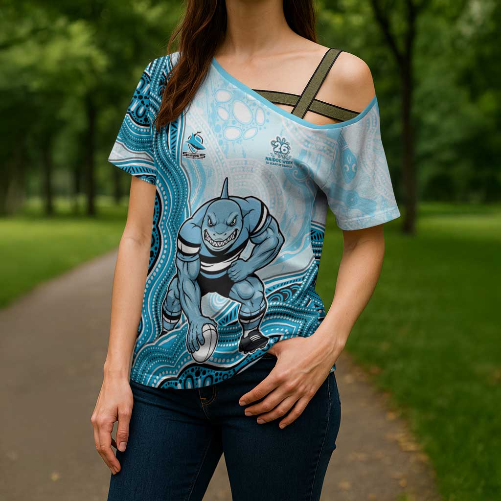 Cronulla Sharks NAIDOC Week 2026 Cross Shoulder Shirt First Nations of Australia Aboriginal Mascot Rugby