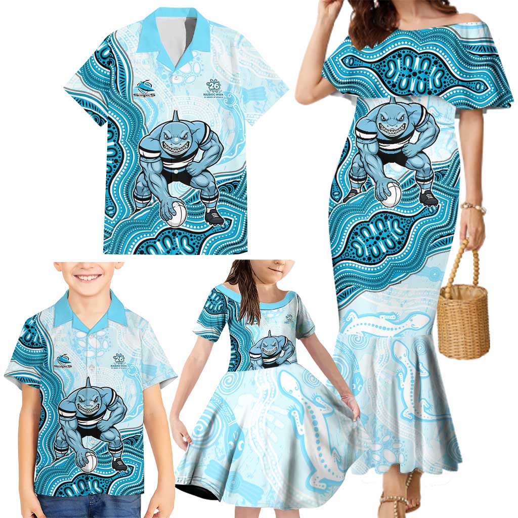 Cronulla Sharks NAIDOC Week 2026 Family Matching Mermaid Dress and Hawaiian Shirt First Nations of Australia Aboriginal Mascot Rugby