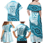 Cronulla Sharks NAIDOC Week 2026 Family Matching Off Shoulder Maxi Dress and Hawaiian Shirt First Nations of Australia Aboriginal Mascot Rugby
