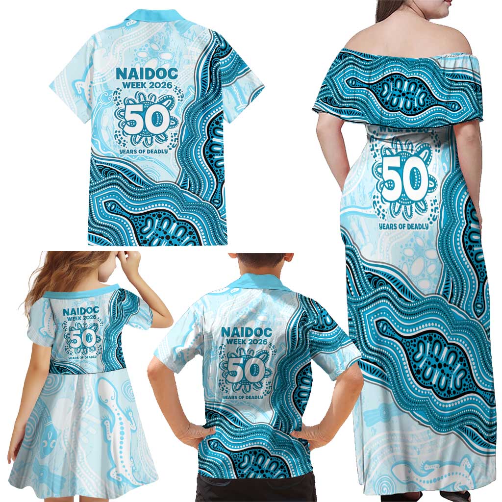 Cronulla Sharks NAIDOC Week 2026 Family Matching Off Shoulder Maxi Dress and Hawaiian Shirt First Nations of Australia Aboriginal Mascot Rugby