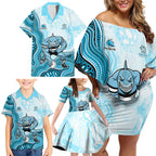 Cronulla Sharks NAIDOC Week 2026 Family Matching Off Shoulder Short Dress and Hawaiian Shirt First Nations of Australia Aboriginal Mascot Rugby
