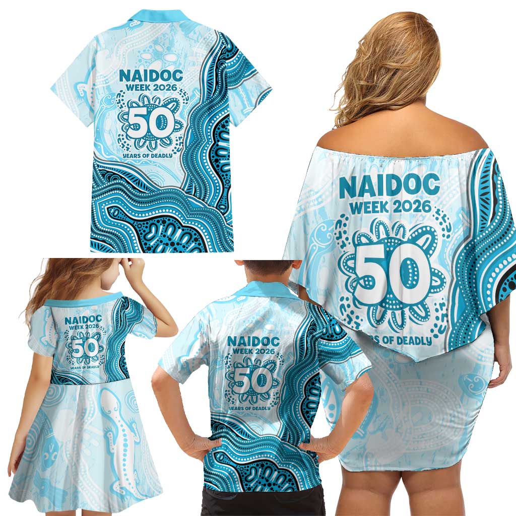 Cronulla Sharks NAIDOC Week 2026 Family Matching Off Shoulder Short Dress and Hawaiian Shirt First Nations of Australia Aboriginal Mascot Rugby