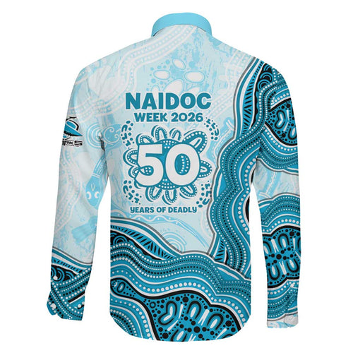 Cronulla Sharks NAIDOC Week 2026 Family Matching Puletasi and Hawaiian Shirt First Nations of Australia Aboriginal Mascot Rugby
