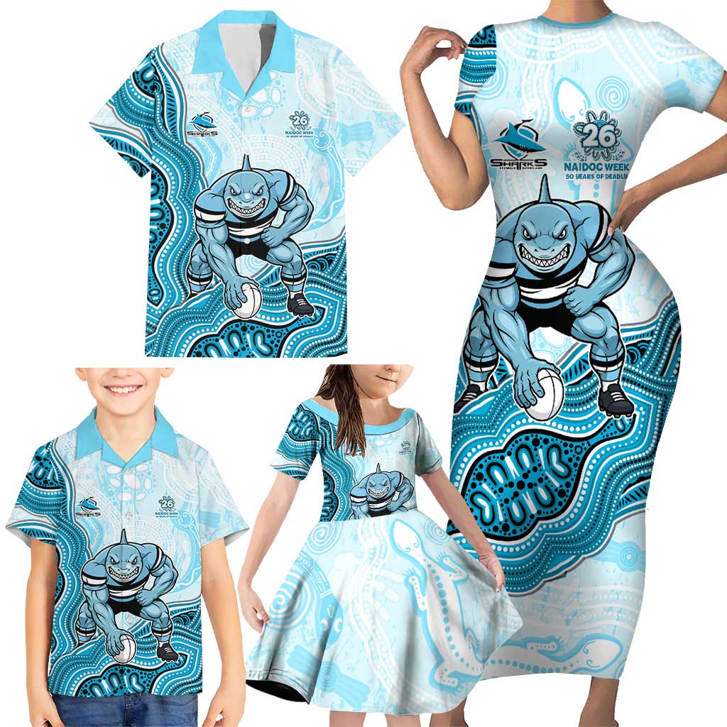 Cronulla Sharks NAIDOC Week 2026 Family Matching Short Sleeve Bodycon Dress and Hawaiian Shirt First Nations of Australia Aboriginal Mascot Rugby