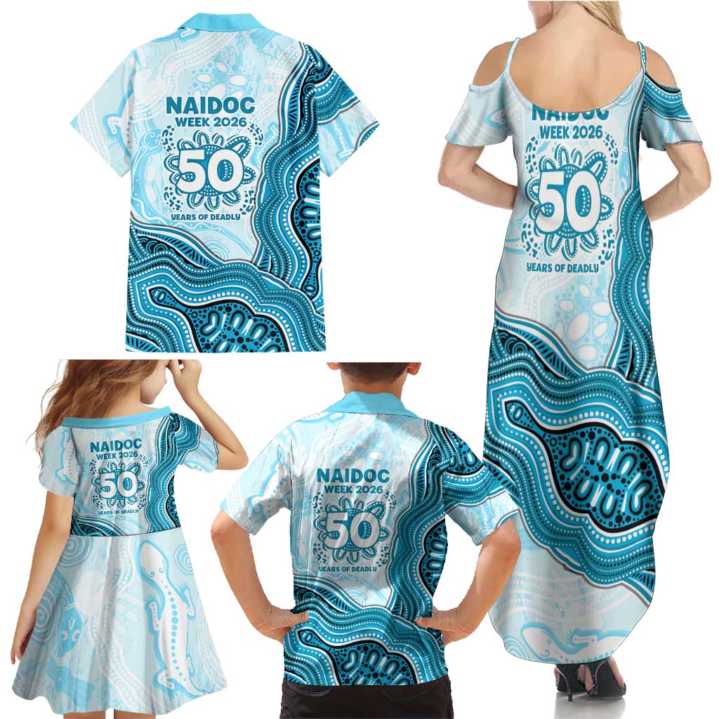 Cronulla Sharks NAIDOC Week 2026 Family Matching Summer Maxi Dress and Hawaiian Shirt First Nations of Australia Aboriginal Mascot Rugby
