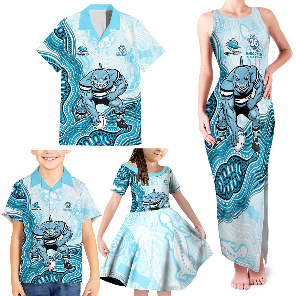 Cronulla Sharks NAIDOC Week 2026 Family Matching Tank Maxi Dress and Hawaiian Shirt First Nations of Australia Aboriginal Mascot Rugby