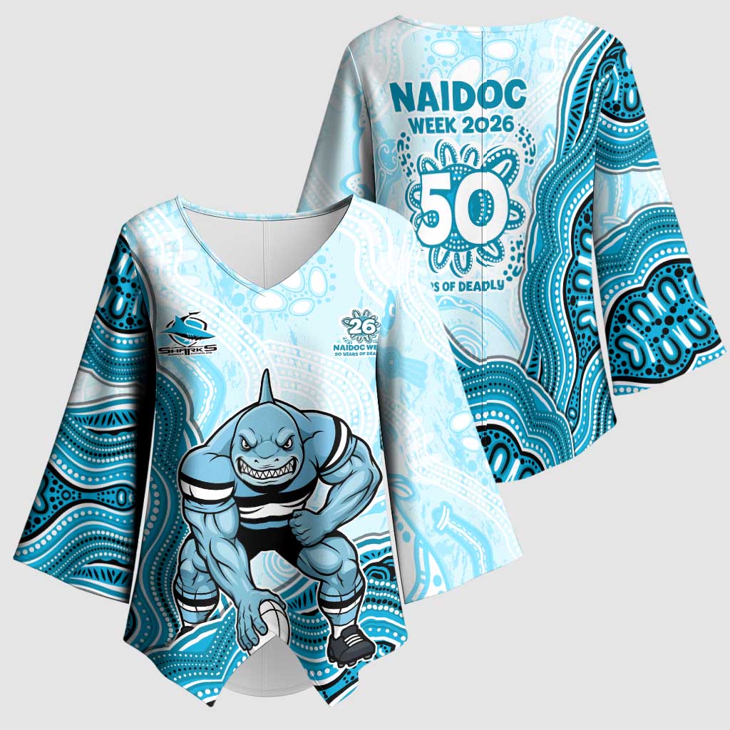 Cronulla Sharks NAIDOC Week 2026 Kimono Sleeve Blouse First Nations of Australia Aboriginal Mascot Rugby