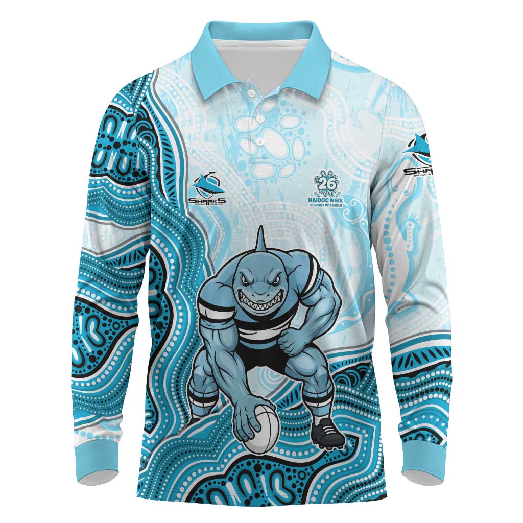 Cronulla Sharks NAIDOC Week 2026 Long Sleeve Polo Shirt First Nations of Australia Aboriginal Mascot Rugby