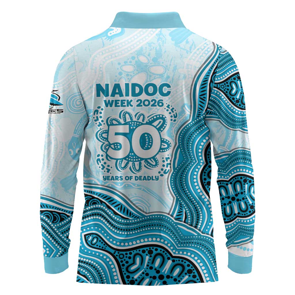Cronulla Sharks NAIDOC Week 2026 Long Sleeve Polo Shirt First Nations of Australia Aboriginal Mascot Rugby
